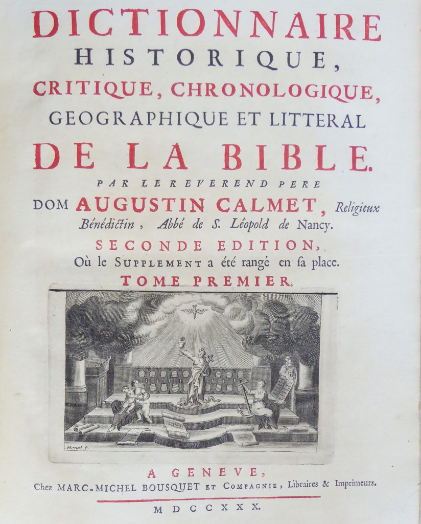 Dictionnaire Historique Critique Chronologique Geographique Et Litteral De La Bible Le Dicopathe