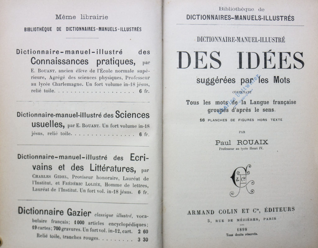Dictionnaire Des Idées Suggérées Par Les Mots En Ligne